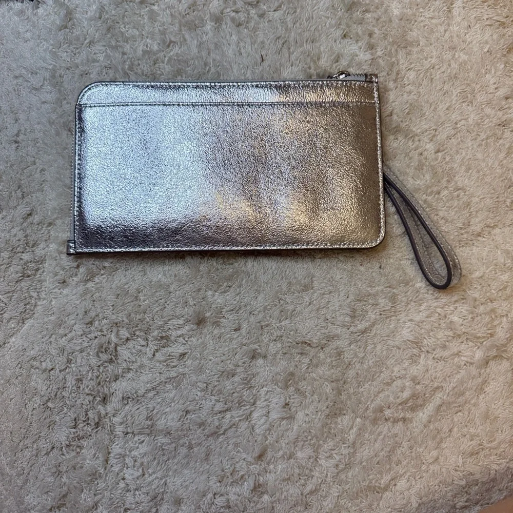 Kate Spade Metallic Medium Zip Wristlet Lunar Light